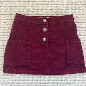 Zara girls burgundy corduroy mini skirt